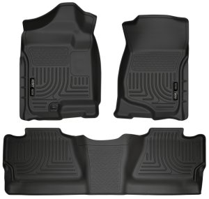 Chevrolet Silverado Floor Liners - Front + Rear - Husky Liners - WeatherBeater Combo, Crew Cab, Front + 2nd Row - Black - `07-`12